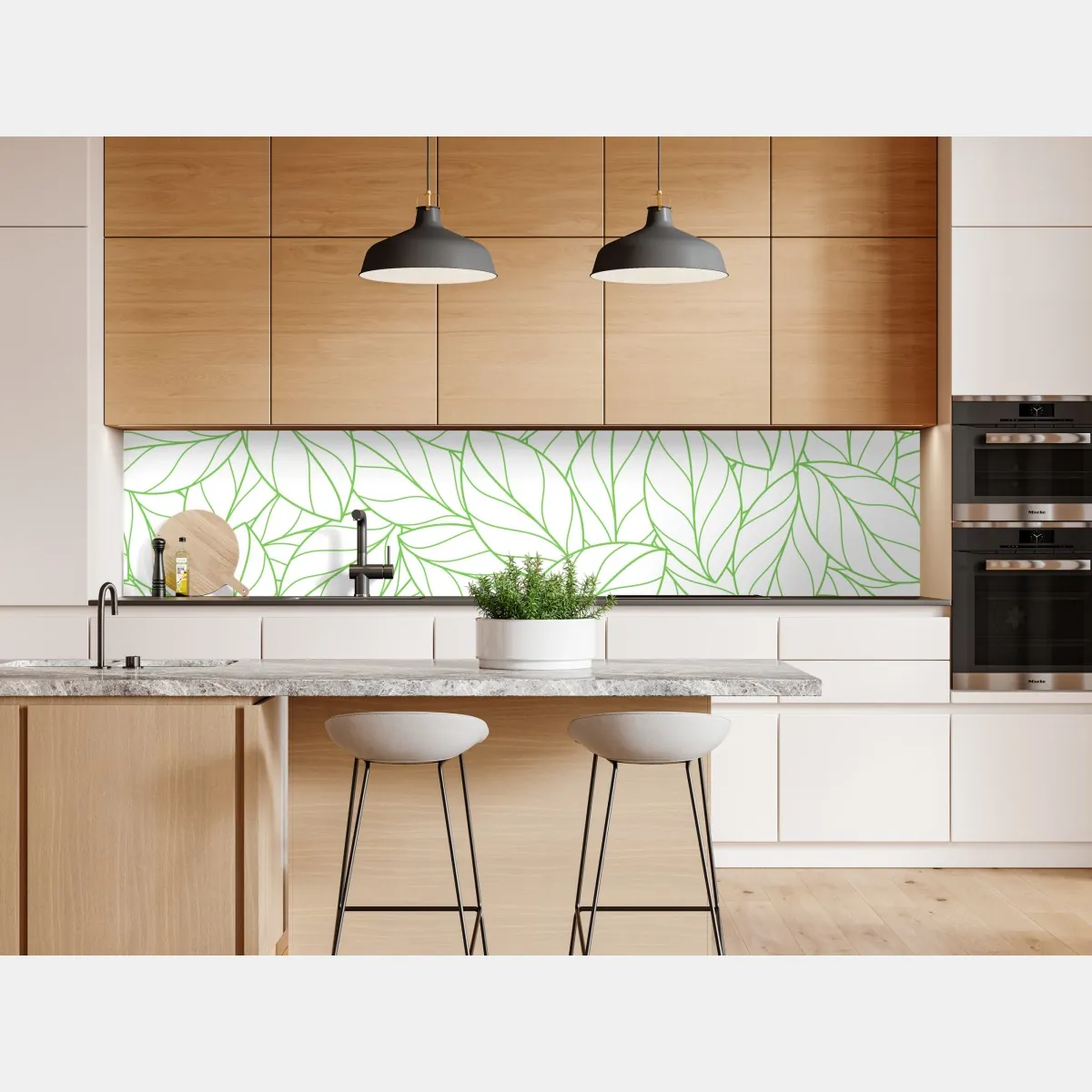 Naklejka repozycjonowalna zielony wzór liści – Wallissimo® Naklejka repozycjonowalna zielony wzór liści – Wallissimo®