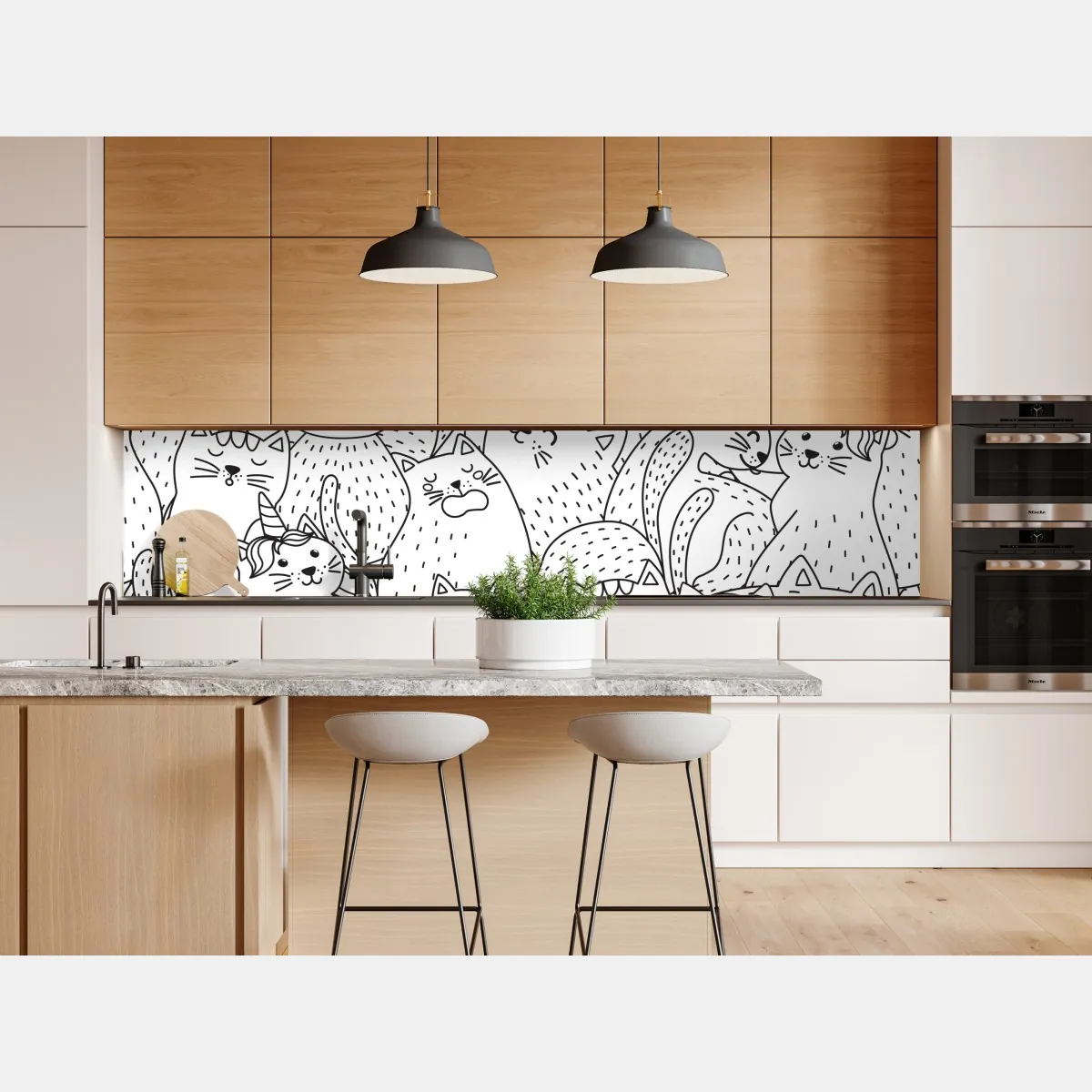 Naklejka repozycjonowalna wzór z kotami w stylu doodle – Wallissimo® Naklejka repozycjonowalna wzór z kotami w stylu doodle – Wallissimo®