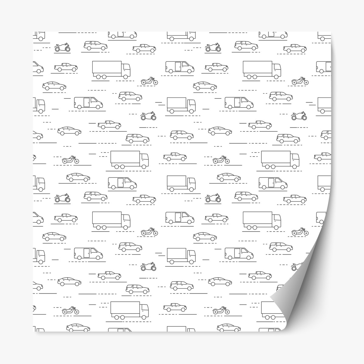 Repositionable sticker monochrome vehicle pattern