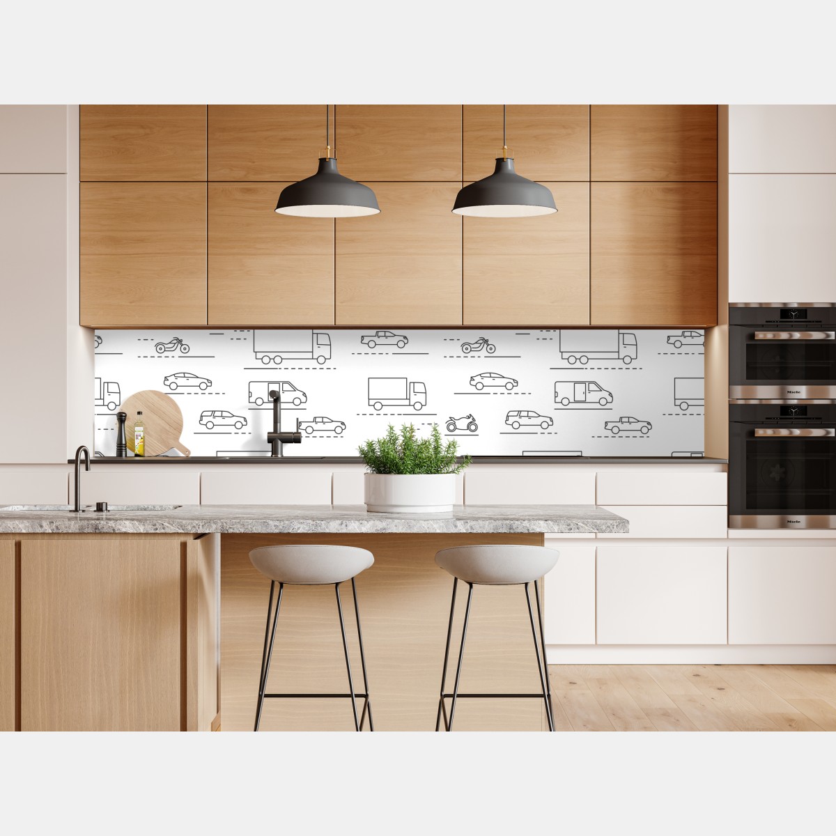 Naklejka repozycjonowalna monochromatyczny wzór pojazdów – Wallissimo® Naklejka repozycjonowalna monochromatyczny wzór pojazdów – Wallissimo®