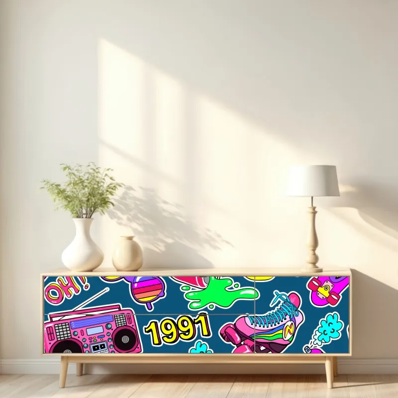 Naklejka repozycjonowalna biała betonowa fasada w geometrycznym wzorze – Wallissimo®