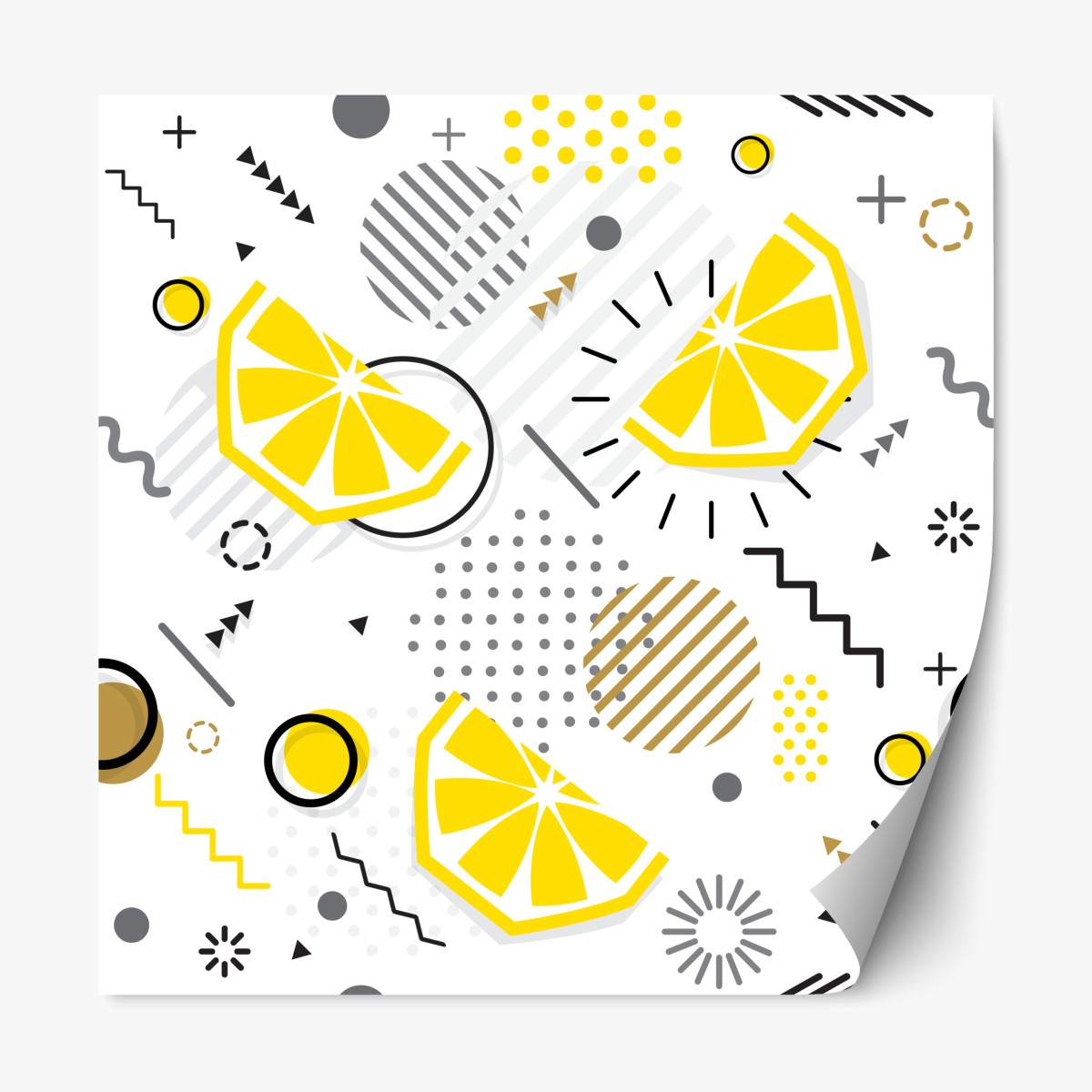 Repositionable sticker bright citrus geometric pattern