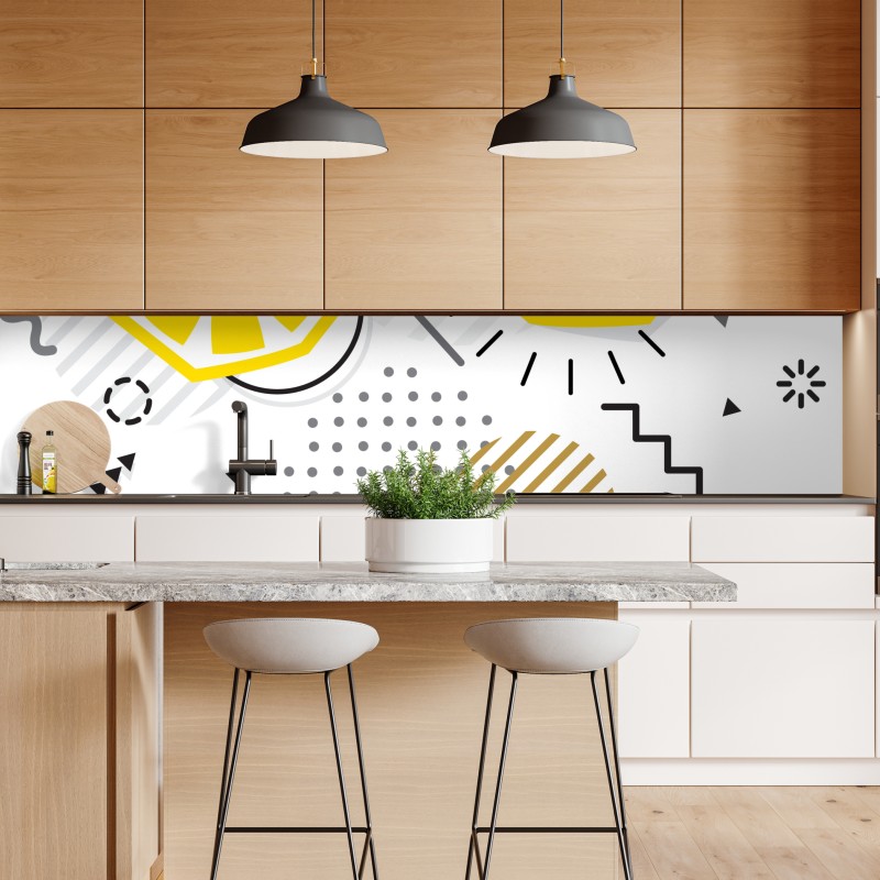 Naklejka repozycjonowalna żywy cytrusowy wzór geometryczny – Wallissimo® Naklejka repozycjonowalna żywy cytrusowy wzór geometryczny – Wallissimo®