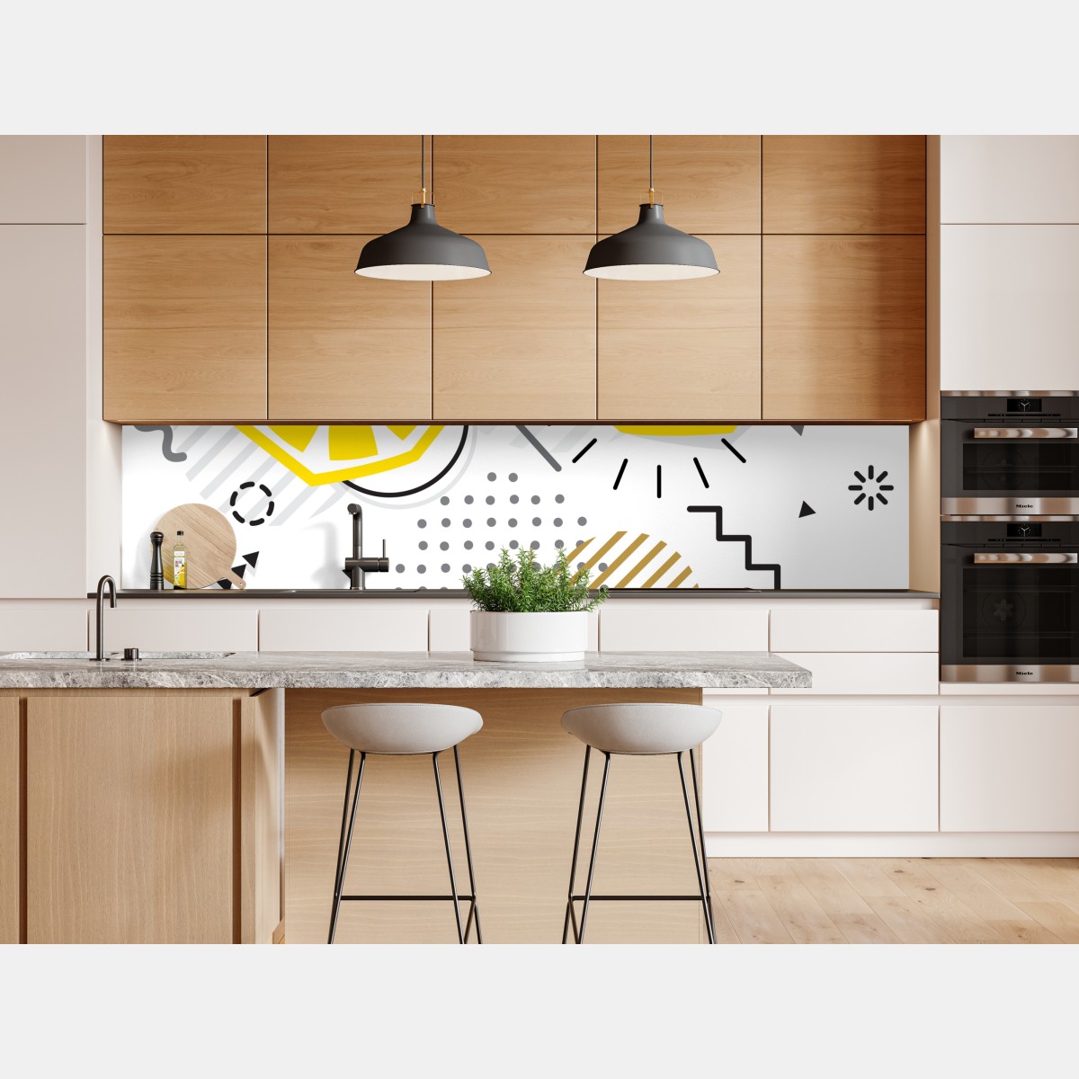 Naklejka repozycjonowalna żywy cytrusowy wzór geometryczny – Wallissimo® Naklejka repozycjonowalna żywy cytrusowy wzór geometryczny – Wallissimo®