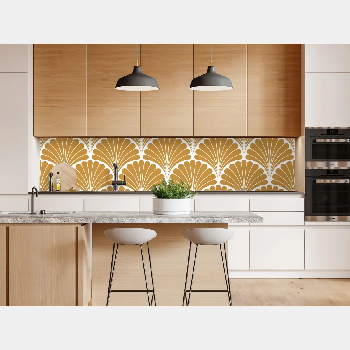 Naklejka repozycjonowalna złoty wzór wachlarza w stylu art deco – Wallissimo® Naklejka repozycjonowalna złoty wzór wachlarza w stylu art deco – Wallissimo®