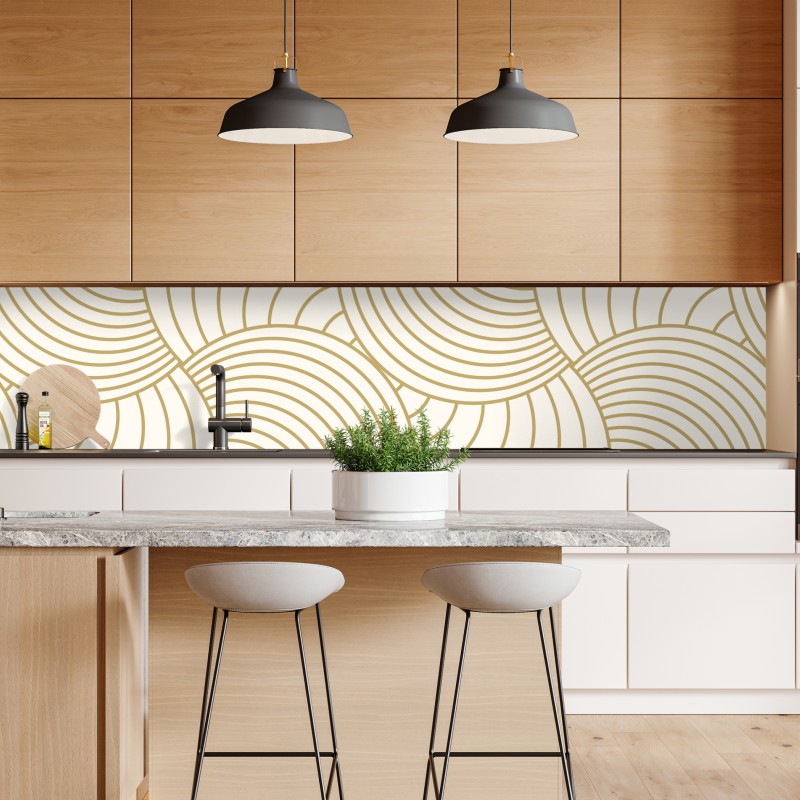 Naklejka repozycjonowalna złoty art deco wzór okręgów – Wallissimo® Naklejka repozycjonowalna złoty art deco wzór okręgów – Wallissimo®