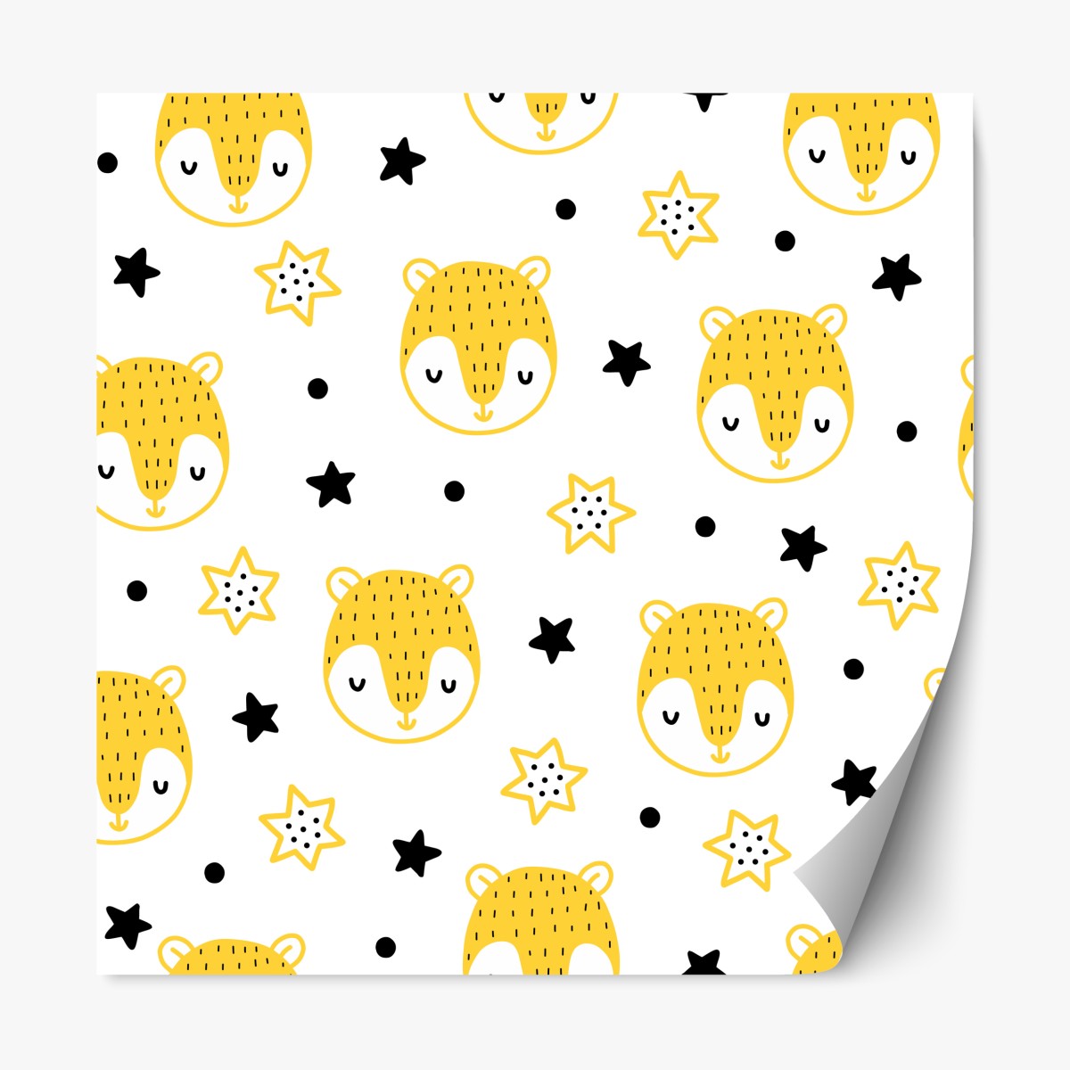 Repositionable sticker cute yellow animal faces nursery pattern