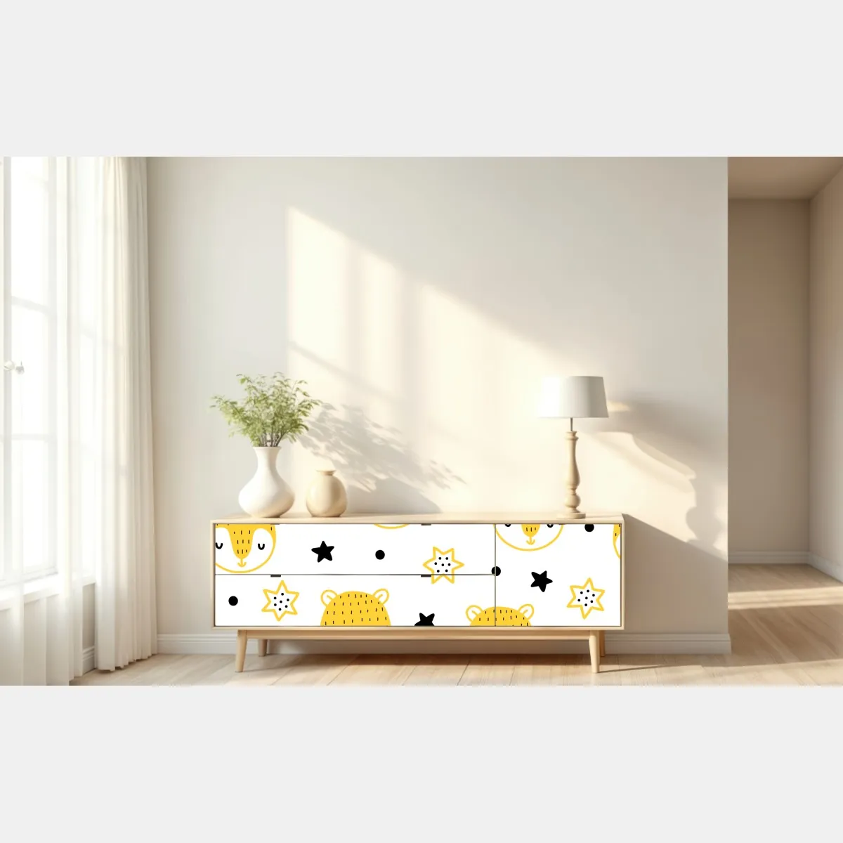 Naklejka repozycjonowalna słodkie żółte buźki zwierząt we wzorze do pokoju dziecięcego – Wallissimo® Naklejka repozycjonowalna słodkie żółte buźki zwierząt we wzorze do pokoju dziecięcego – Wallissimo®