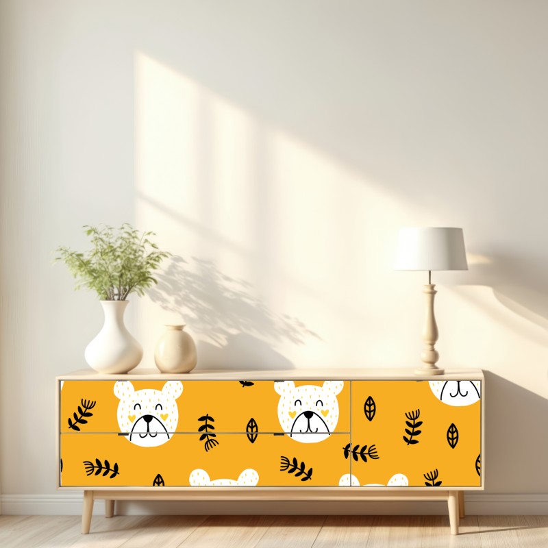 Naklejka repozycjonowalna uroczy wzór z misiem do pokoju dziecięcego – Wallissimo® Naklejka repozycjonowalna uroczy wzór z misiem do pokoju dziecięcego – Wallissimo®