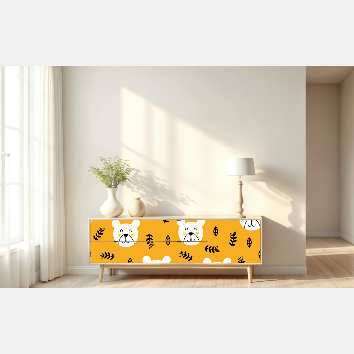 Naklejka repozycjonowalna uroczy wzór z misiem do pokoju dziecięcego – Wallissimo® Naklejka repozycjonowalna uroczy wzór z misiem do pokoju dziecięcego – Wallissimo®