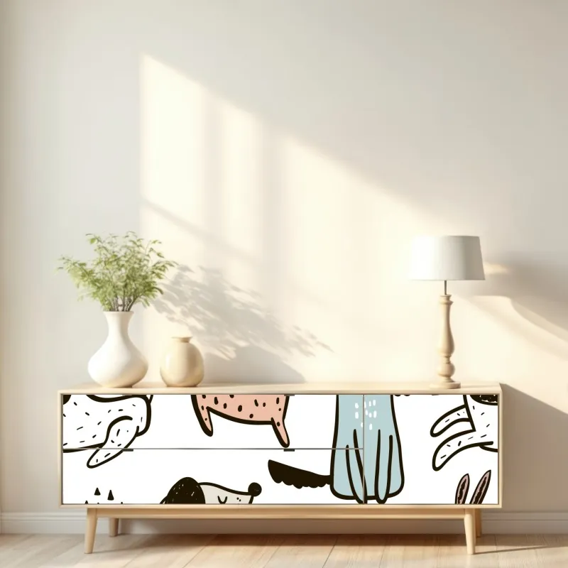 Naklejka repozycjonowalna ręcznie rysowany wzór koi i lotosu – Wallissimo®