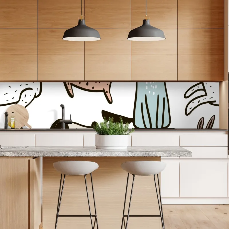 Naklejka repozycjonowalna zabawny pastelowy wzór z psami – Wallissimo® Naklejka repozycjonowalna zabawny pastelowy wzór z psami – Wallissimo®