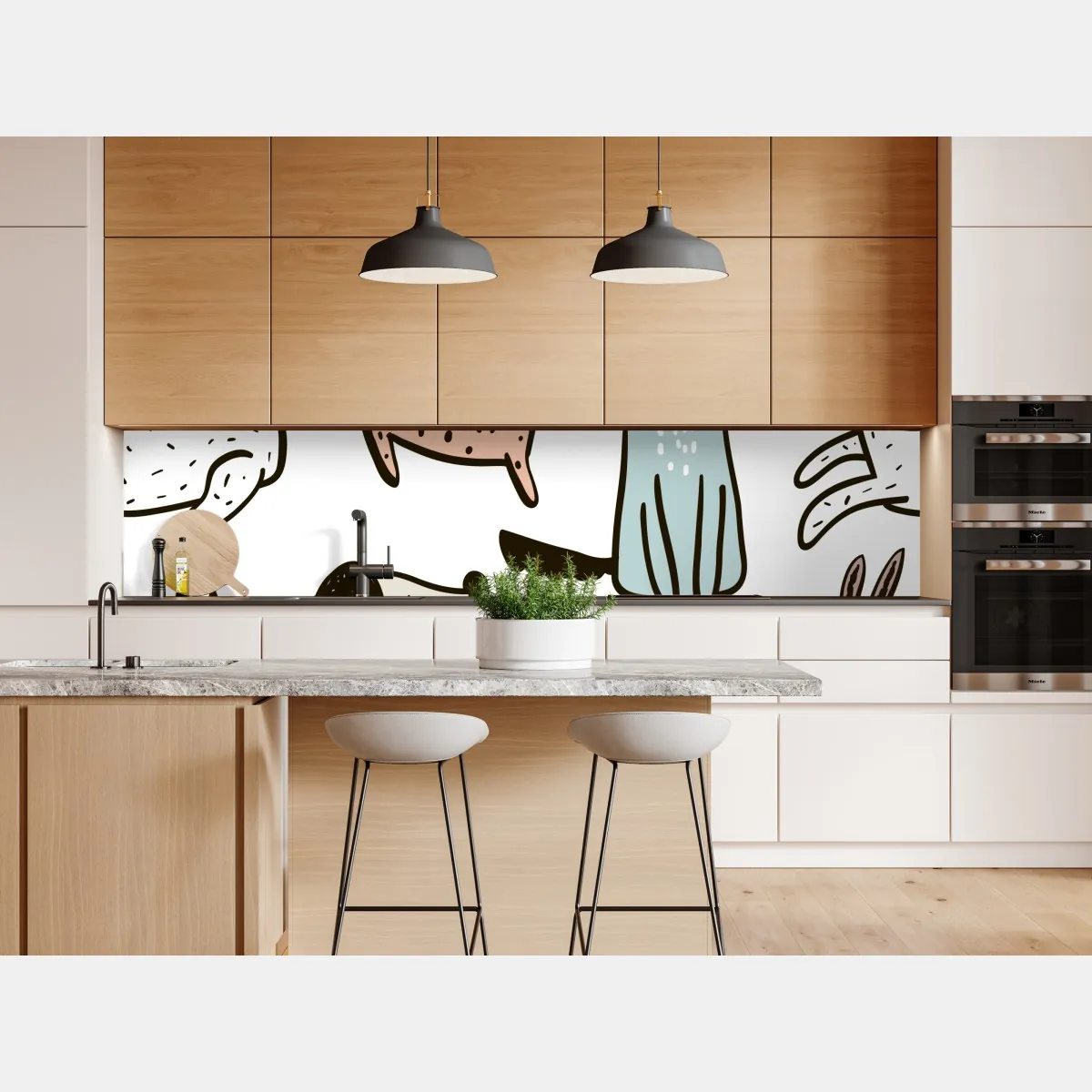 Naklejka repozycjonowalna zabawny pastelowy wzór z psami – Wallissimo® Naklejka repozycjonowalna zabawny pastelowy wzór z psami – Wallissimo®