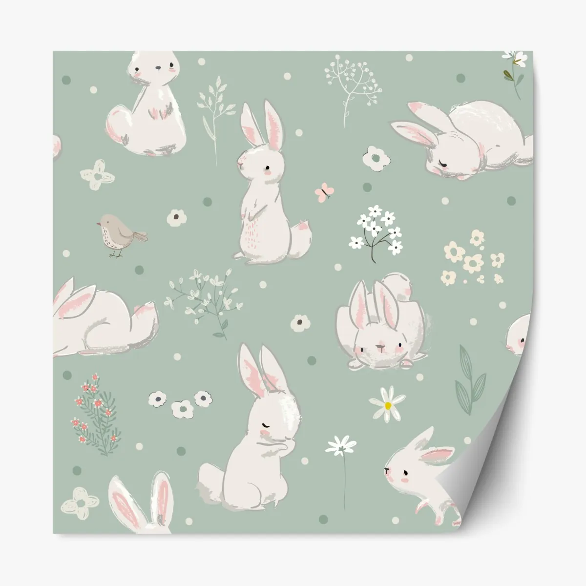 Naklejka repozycjonowalna pastelowy wzór z króliczkami do pokoju dziecięcego – Wallissimo® Naklejka repozycjonowalna pastelowy wzór z króliczkami do pokoju dziecięcego – Wallissimo®