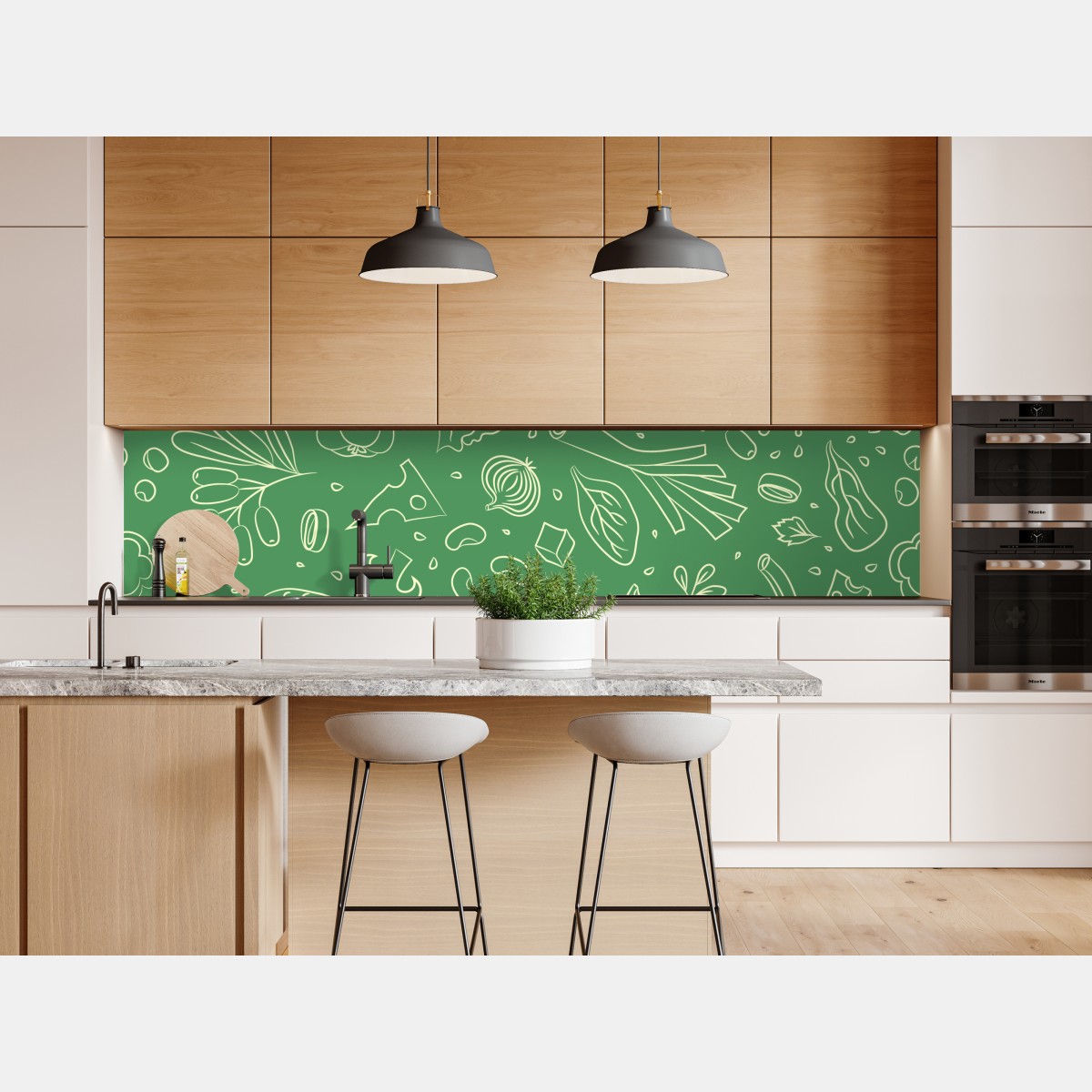 Naklejka repozycjonowalna zielony wzór z warzywami – Wallissimo® Naklejka repozycjonowalna zielony wzór z warzywami – Wallissimo®