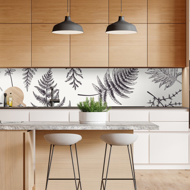 Naklejka repozycjonowalna monochromatyczny botaniczny wzór liści – Wallissimo® Naklejka repozycjonowalna monochromatyczny botaniczny wzór liści – Wallissimo®