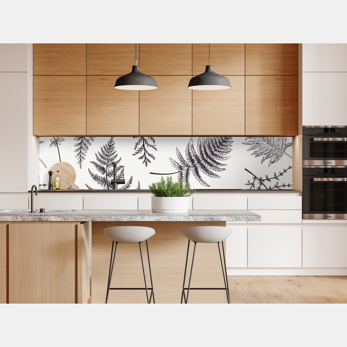 Naklejka repozycjonowalna monochromatyczny botaniczny wzór liści – Wallissimo® Naklejka repozycjonowalna monochromatyczny botaniczny wzór liści – Wallissimo®