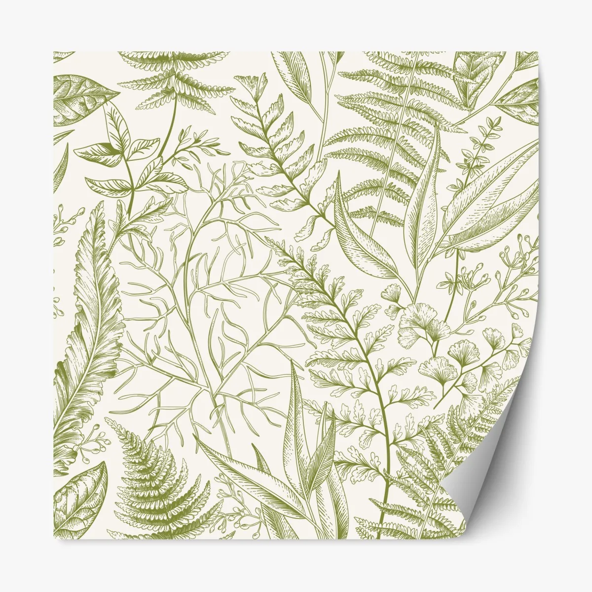 Naklejka repozycjonowalna ręcznie rysowane zielone liście – Wallissimo® Naklejka repozycjonowalna ręcznie rysowane zielone liście – Wallissimo®