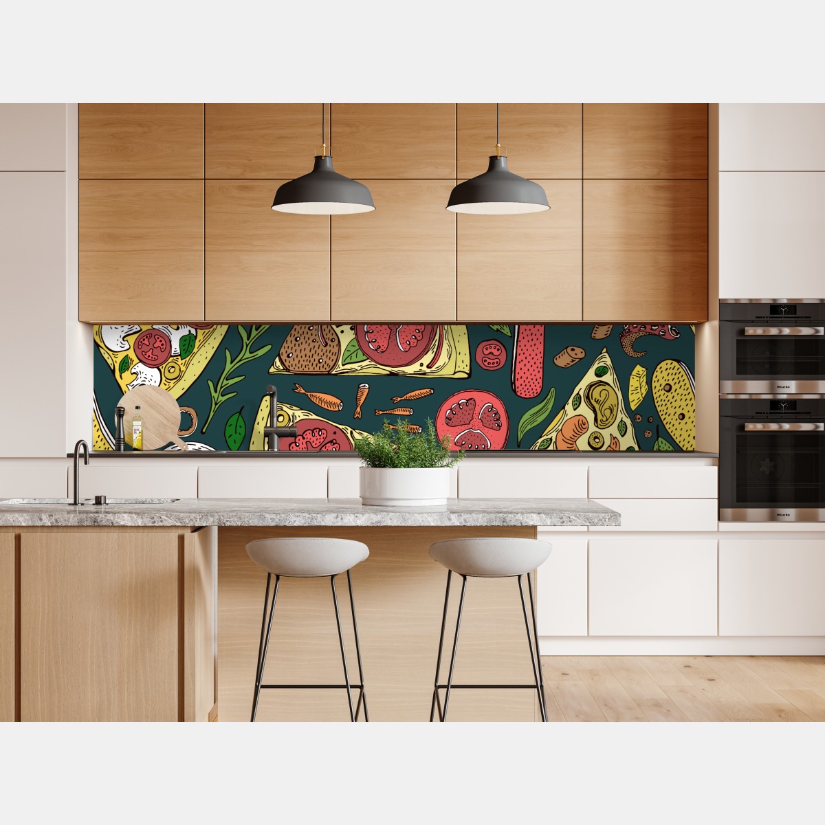 Naklejka repozycjonowalna kolorowy wzór plasterków pizzy – Wallissimo® Naklejka repozycjonowalna kolorowy wzór plasterków pizzy – Wallissimo®