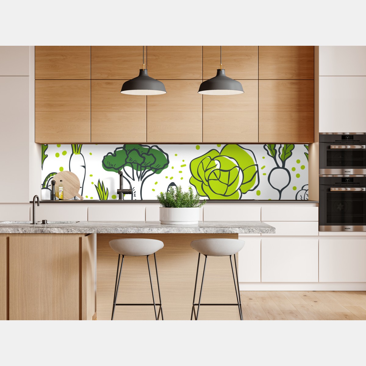 Naklejka repozycjonowalna wzór z zielonymi warzywami – Wallissimo® Naklejka repozycjonowalna wzór z zielonymi warzywami – Wallissimo®