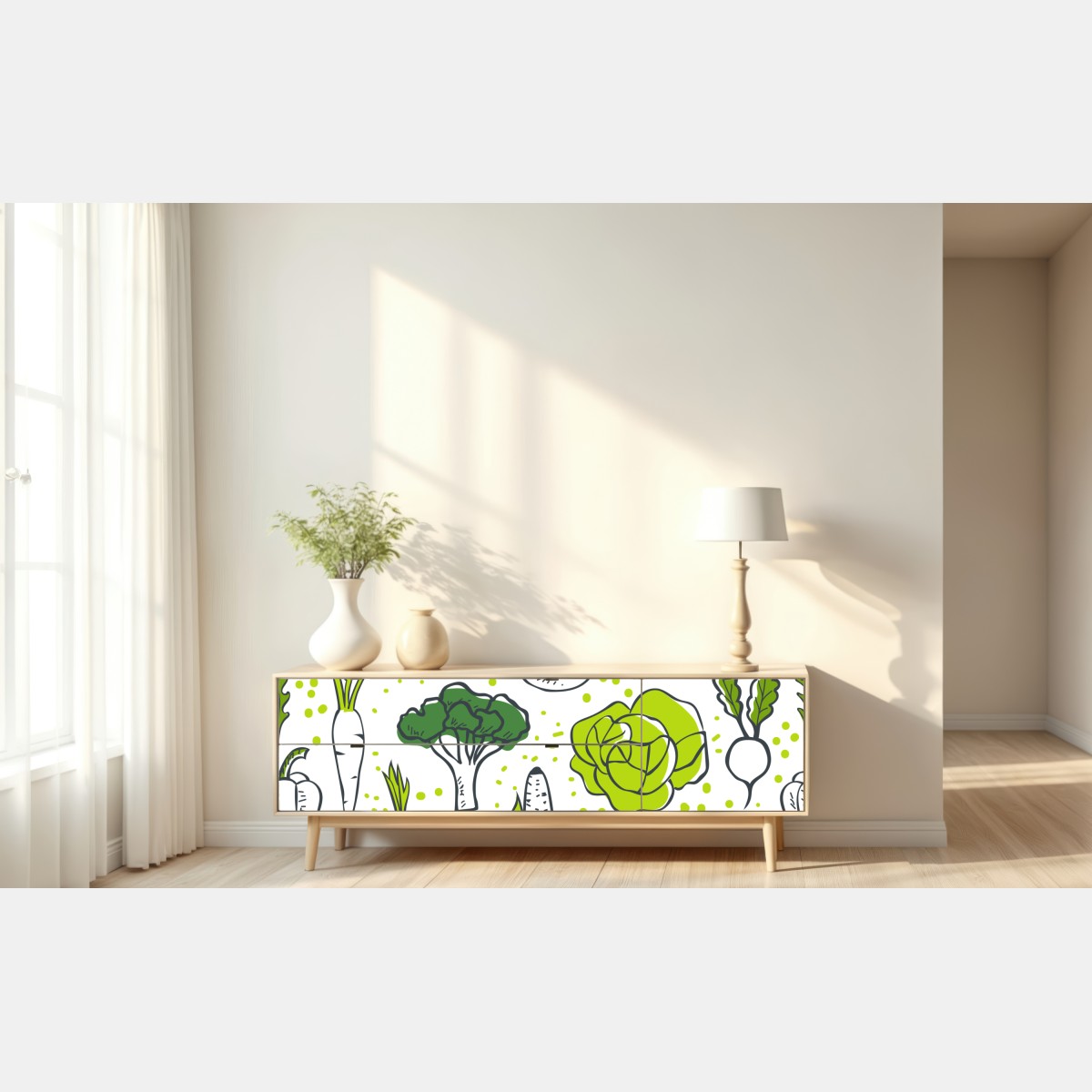 Naklejka repozycjonowalna wzór z zielonymi warzywami – Wallissimo® Naklejka repozycjonowalna wzór z zielonymi warzywami – Wallissimo®