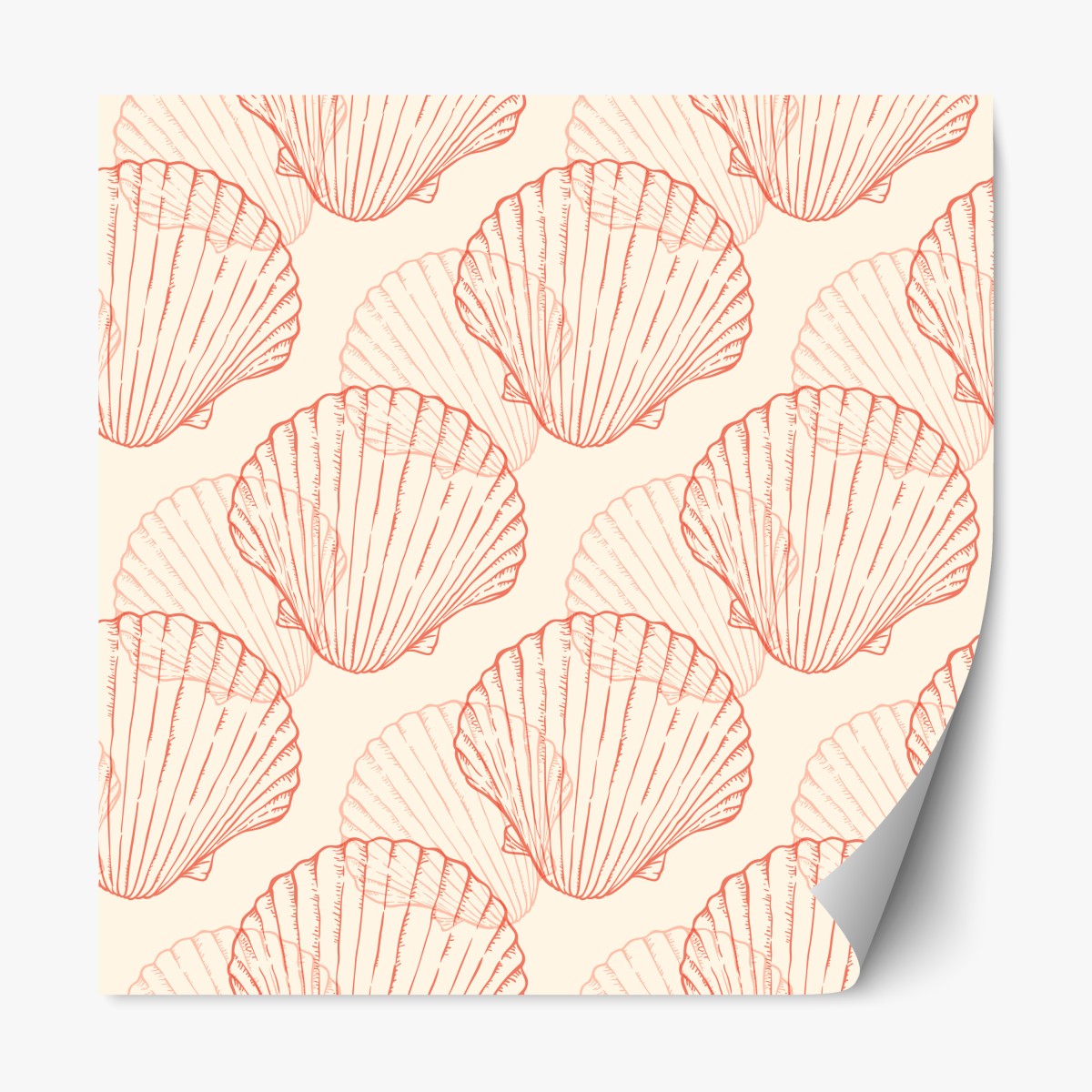 Repositionable sticker coral scallop shell pattern