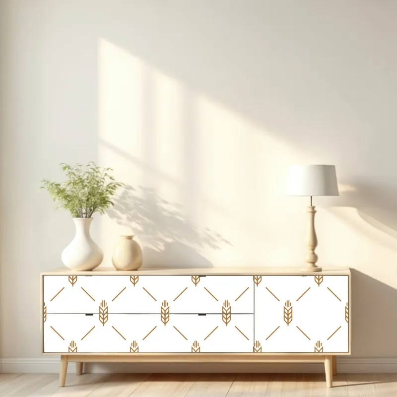 Naklejka repozycjonowalna złoty geometryczny wzór pszenicy – Wallissimo® Naklejka repozycjonowalna złoty geometryczny wzór pszenicy – Wallissimo®
