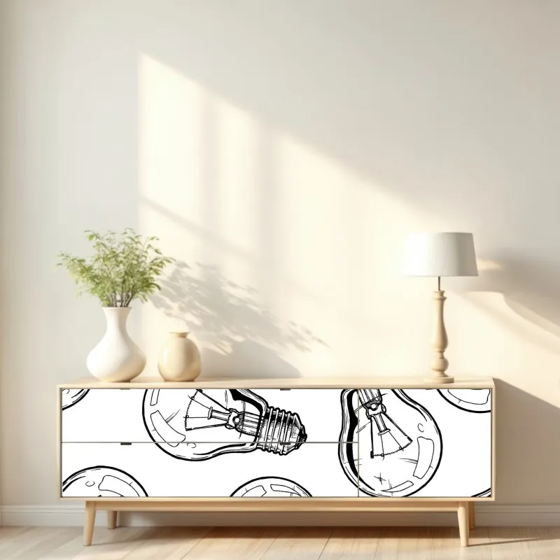 Naklejka repozycjonowalna ręcznie rysowany wzór żarówki – Wallissimo® Naklejka repozycjonowalna ręcznie rysowany wzór żarówki – Wallissimo®