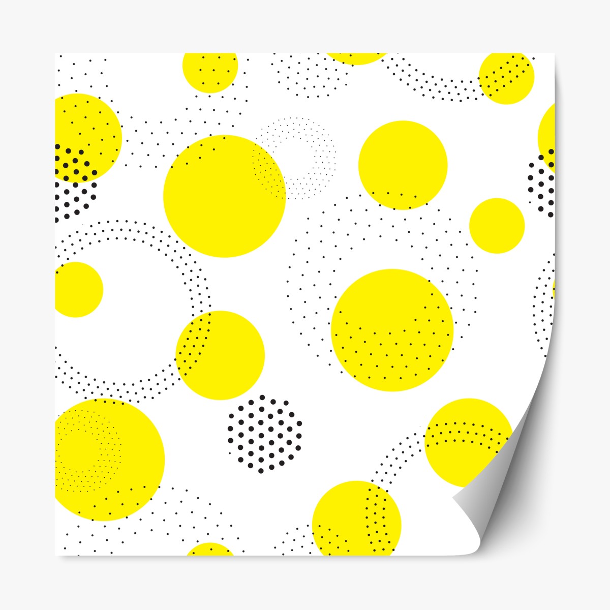 Repositionable sticker bright yellow polka dot pattern wall art