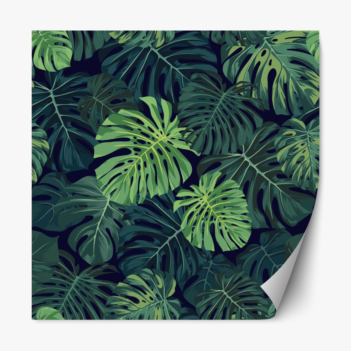 Repositionable sticker tropical monstera leaves pattern