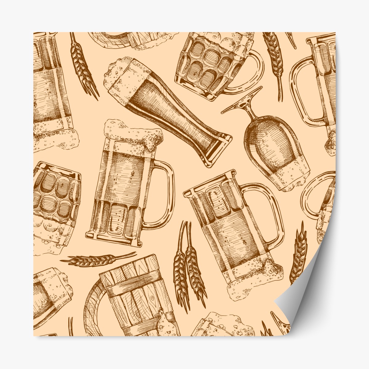 Repositionable sticker vintage beer mug pattern