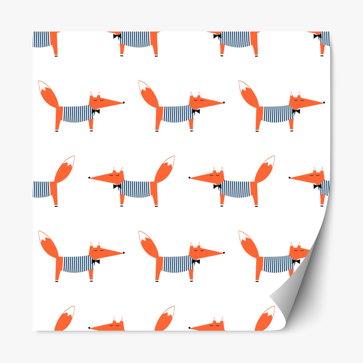 Repositionable sticker cute striped fox pattern