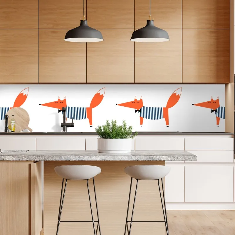 Naklejka repozycjonowalna uroczy pasiasty wzór z lisem – Wallissimo® Naklejka repozycjonowalna uroczy pasiasty wzór z lisem – Wallissimo®