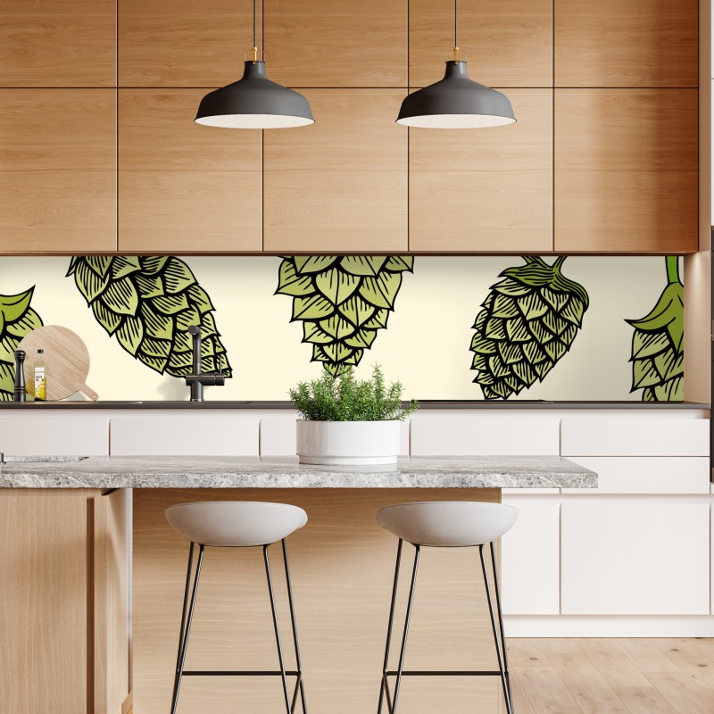 Naklejka repozycjonowalna ręcznie rysowany wzór chmielu – Wallissimo® Naklejka repozycjonowalna ręcznie rysowany wzór chmielu – Wallissimo®