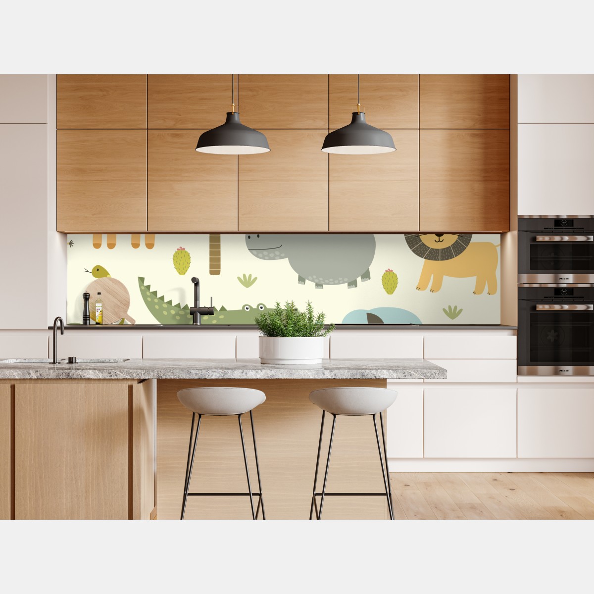 Naklejka repozycjonowalna pastelowy wzór zwierząt safari – Wallissimo® Naklejka repozycjonowalna pastelowy wzór zwierząt safari – Wallissimo®