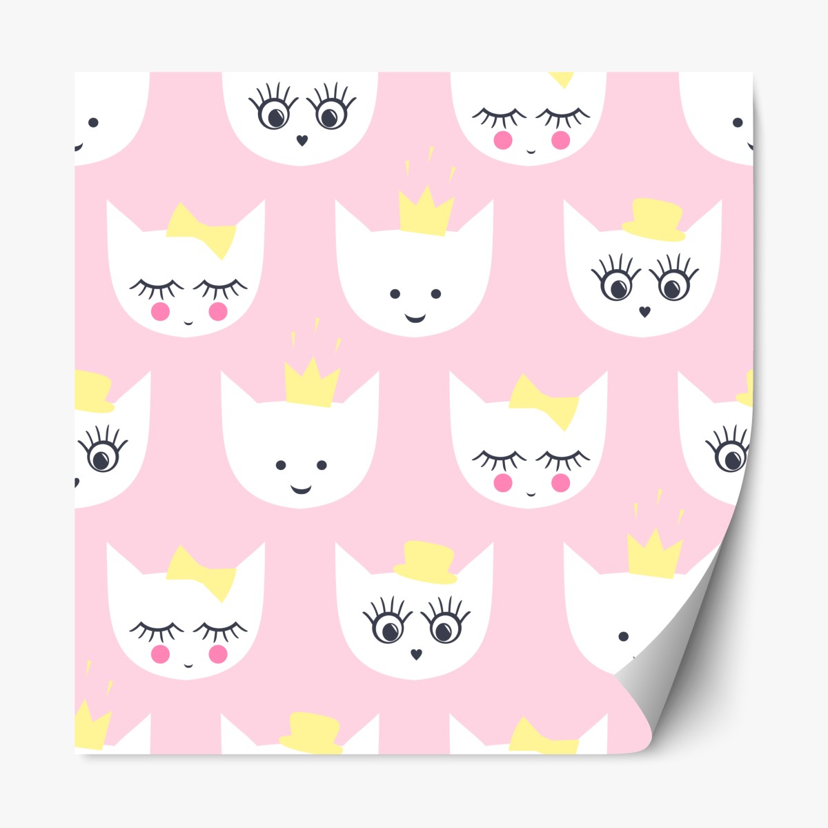Repositionable sticker cute pink kitty princess pattern