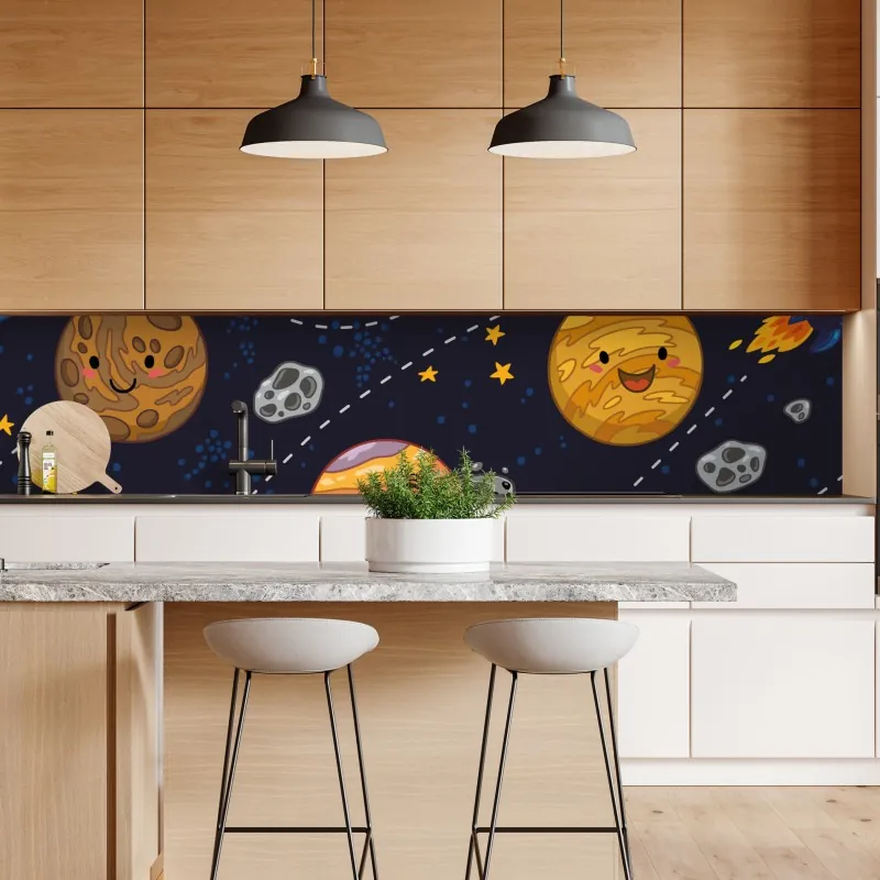 Naklejka repozycjonowalna botaniczny wzór z kwiatami cytrusów na granatowym tle – Wallissimo®