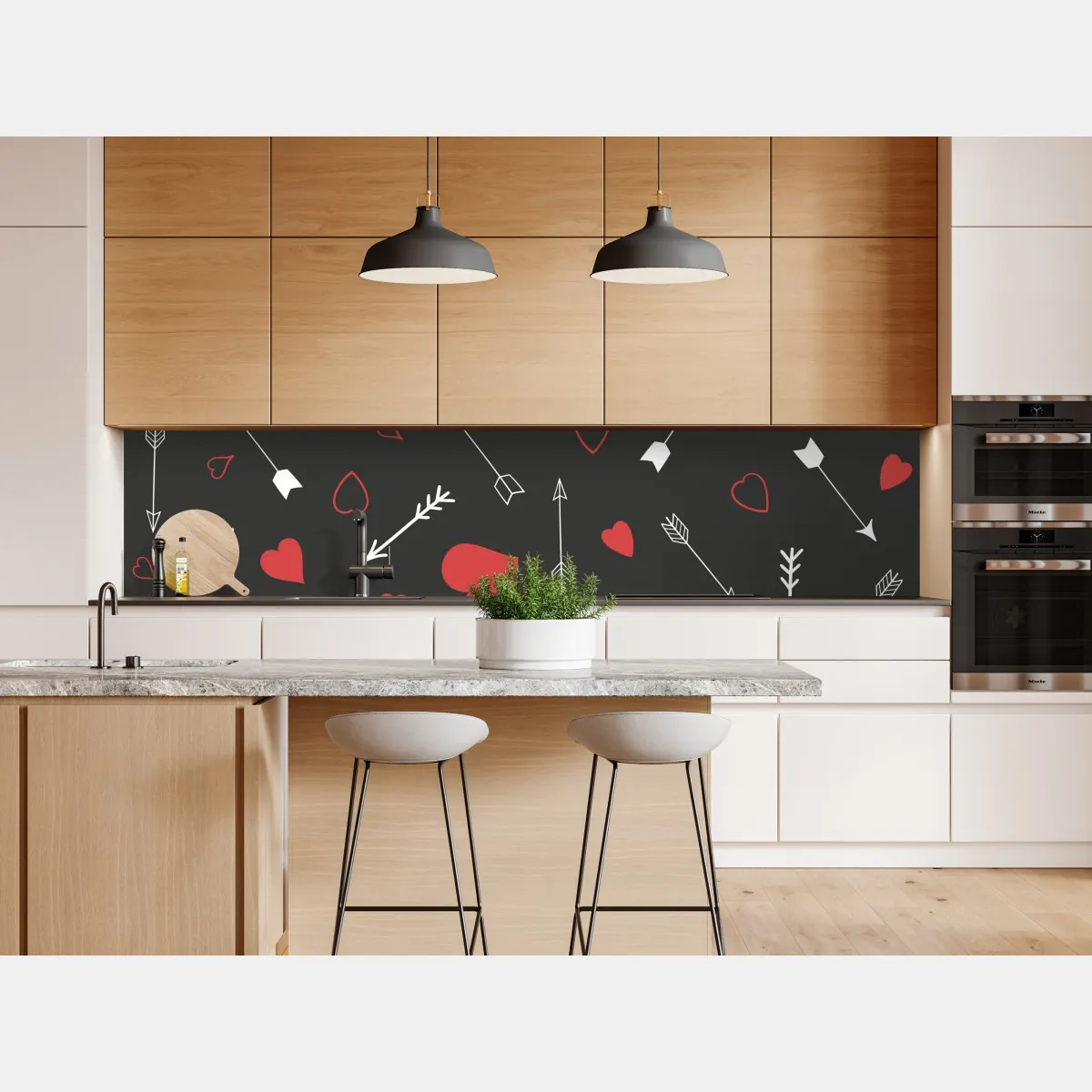 Naklejka repozycjonowalna wzór czerwonych serc i strzał – Wallissimo® Naklejka repozycjonowalna wzór czerwonych serc i strzał – Wallissimo®