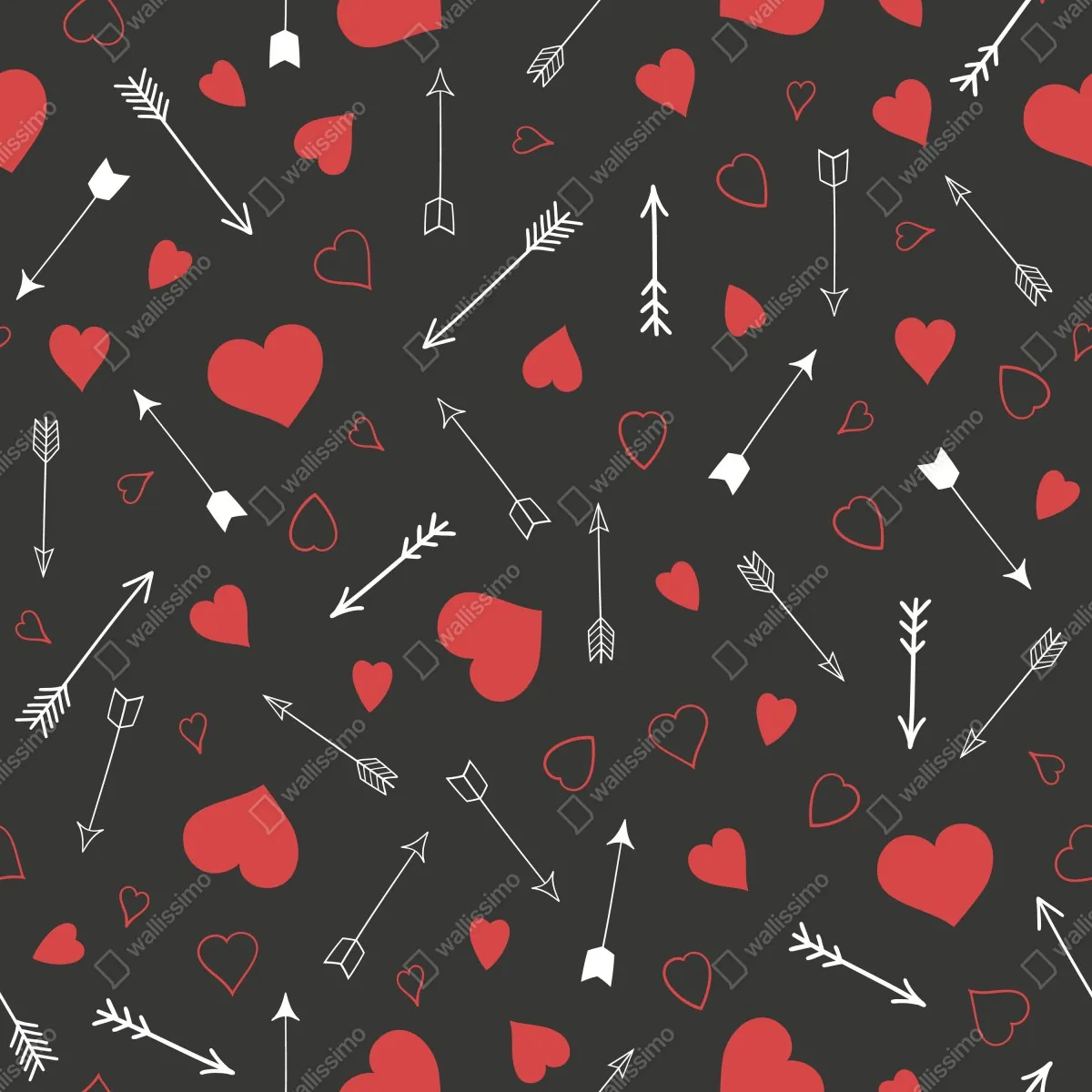 Naklejka repozycjonowalna wzór czerwonych serc i strzał – Wallissimo® Naklejka repozycjonowalna wzór czerwonych serc i strzał – Wallissimo®