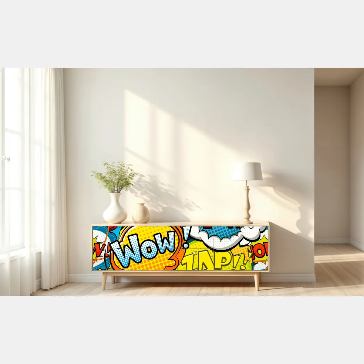 Naklejka repozycjonowalna komiksowy pop-art wybuch kolorów – Wallissimo® Naklejka repozycjonowalna komiksowy pop-art wybuch kolorów – Wallissimo®