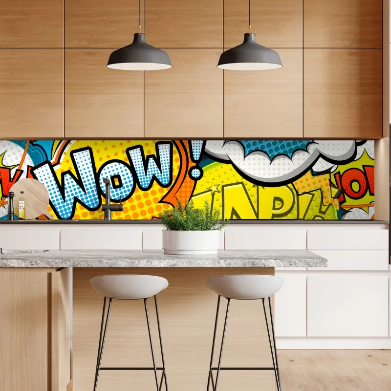 Naklejka repozycjonowalna komiksowy pop-art wybuch kolorów – Wallissimo® Naklejka repozycjonowalna komiksowy pop-art wybuch kolorów – Wallissimo®