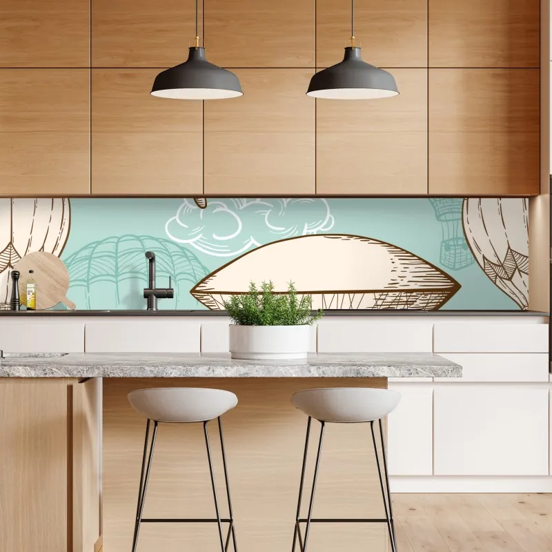 Naklejka repozycjonowalna wzór ze starymi sterowcami i balonami – Wallissimo® Naklejka repozycjonowalna wzór ze starymi sterowcami i balonami – Wallissimo®