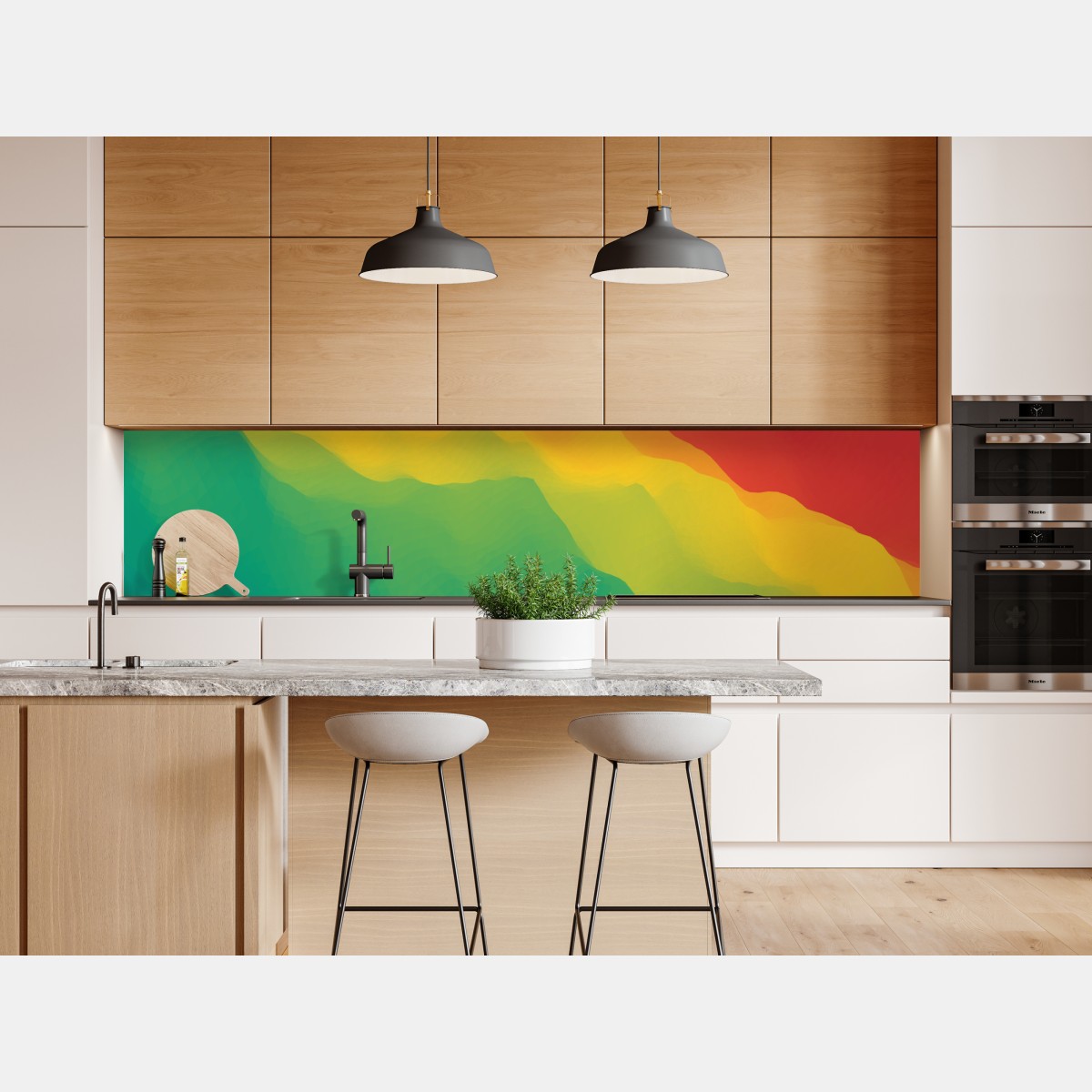 Naklejka repozycjonowalna żywy warstwowy gradient górski – Wallissimo® Naklejka repozycjonowalna żywy warstwowy gradient górski – Wallissimo®