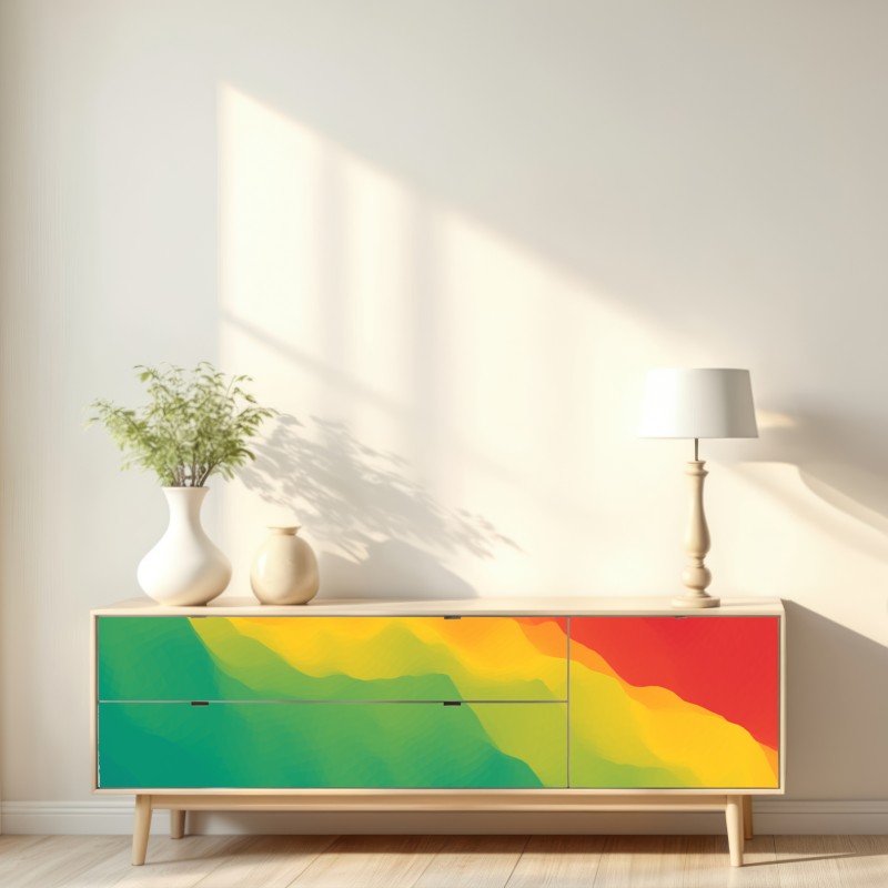 Naklejka repozycjonowalna żywy warstwowy gradient górski – Wallissimo® Naklejka repozycjonowalna żywy warstwowy gradient górski – Wallissimo®