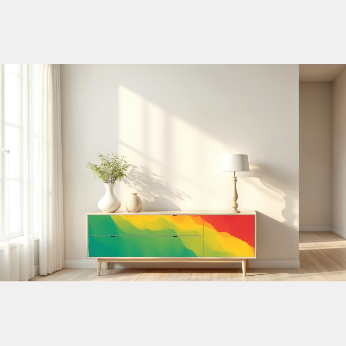 Naklejka repozycjonowalna żywy warstwowy gradient górski – Wallissimo® Naklejka repozycjonowalna żywy warstwowy gradient górski – Wallissimo®