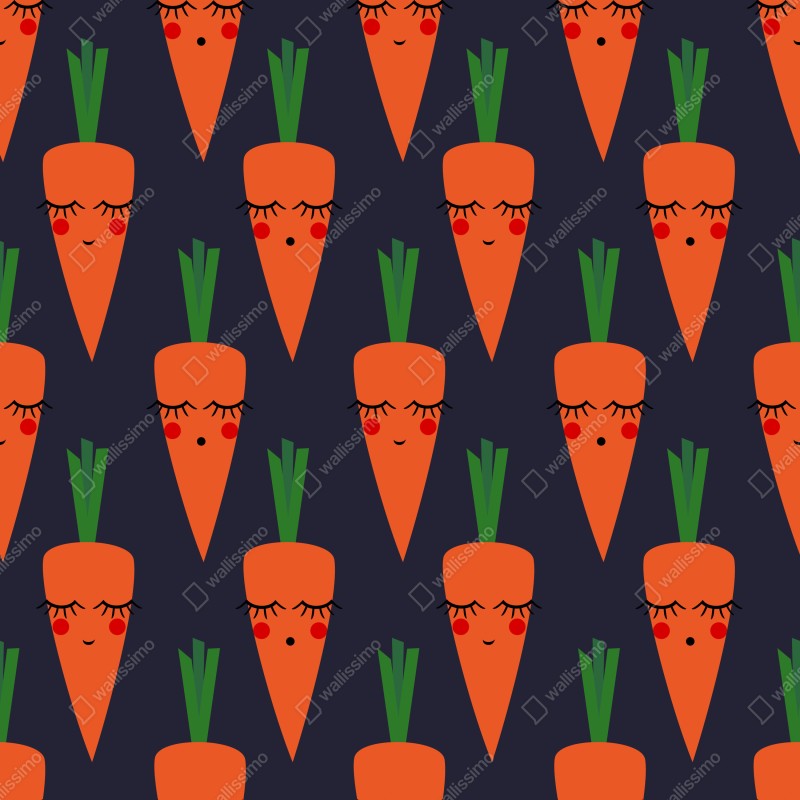 Naklejka repozycjonowalna słodki wzór marchewki dla dzieci – Wallissimo® Naklejka repozycjonowalna słodki wzór marchewki dla dzieci – Wallissimo®