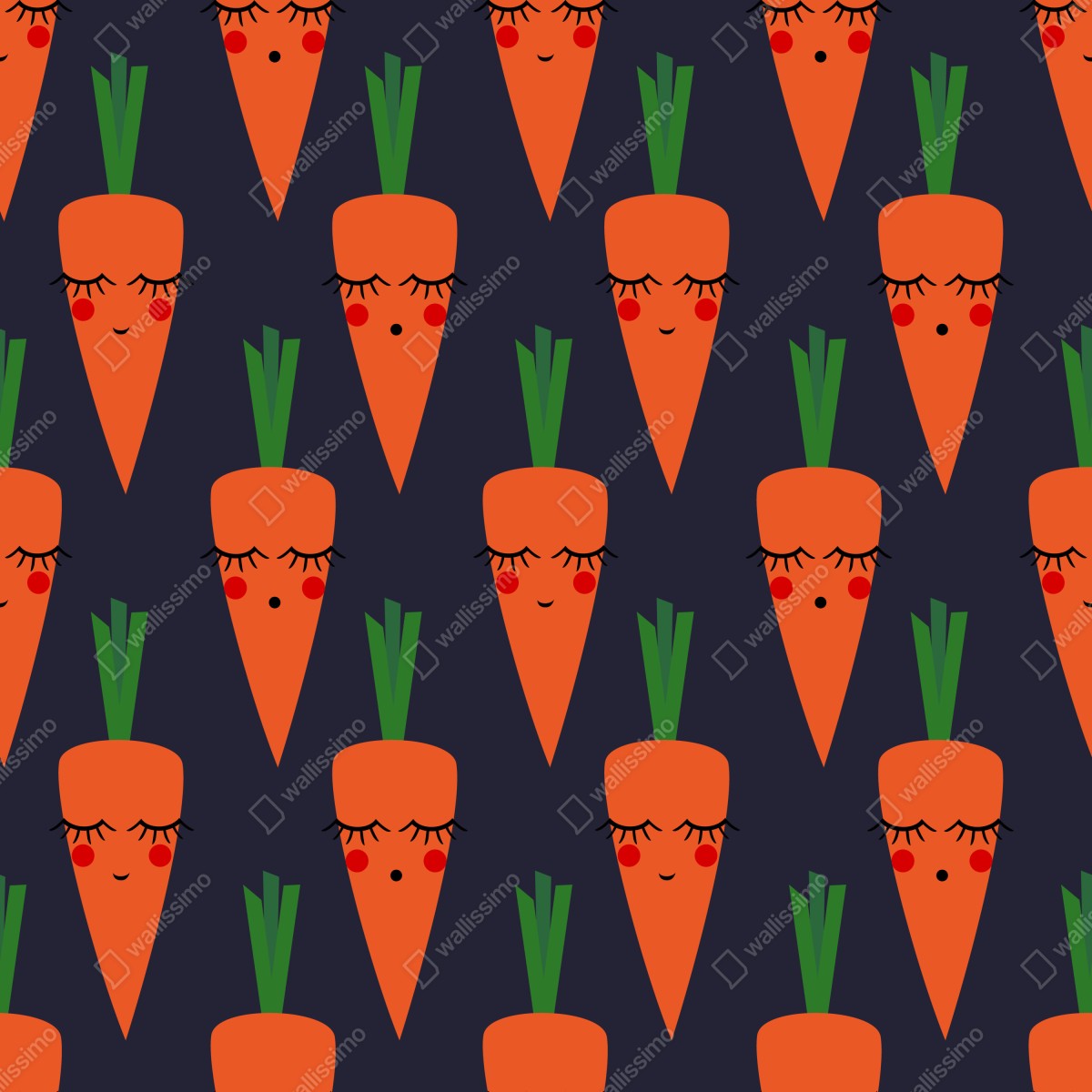 Naklejka repozycjonowalna słodki wzór marchewki dla dzieci – Wallissimo® Naklejka repozycjonowalna słodki wzór marchewki dla dzieci – Wallissimo®
