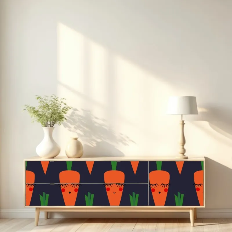Naklejka repozycjonowalna słodki wzór marchewki dla dzieci – Wallissimo® Naklejka repozycjonowalna słodki wzór marchewki dla dzieci – Wallissimo®