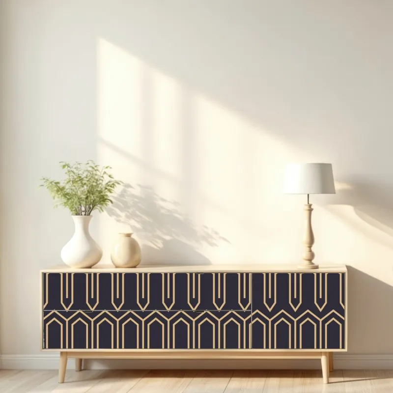 Naklejka repozycjonowalna złoty wzór falowy do dekoracji ściennej – Wallissimo®