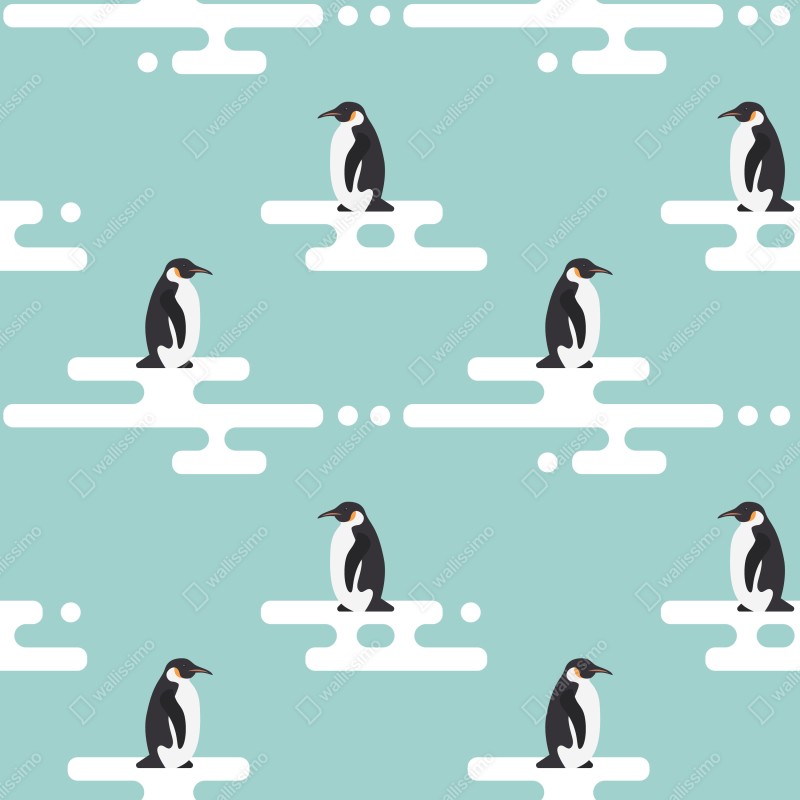 Naklejka repozycjonowalna uroczy wzór z pingwinami w pastelowym turkusie – Wallissimo® Naklejka repozycjonowalna uroczy wzór z pingwinami w pastelowym turkusie – Wallissimo®